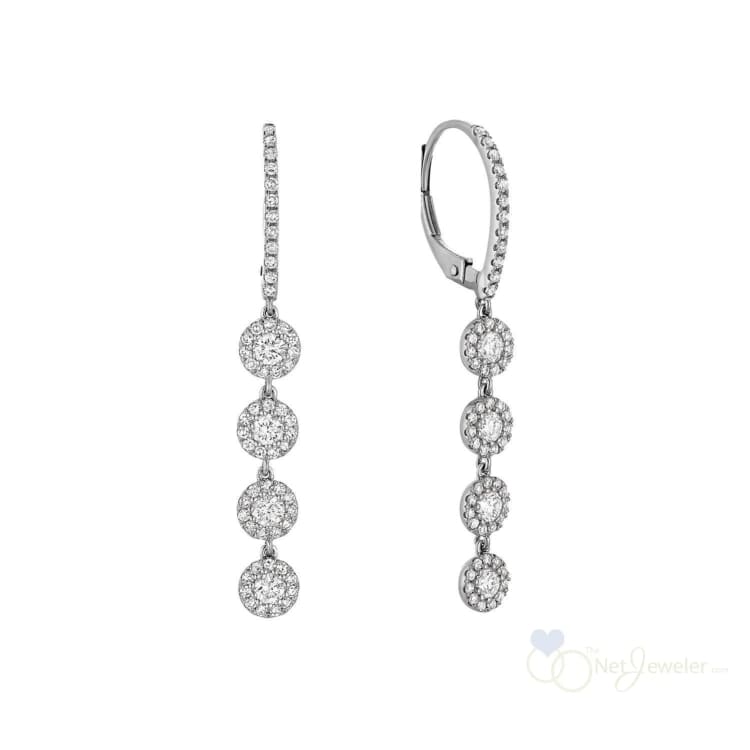 Quadruple Halo Dangle Diamond Earrings-RNB Jewellery