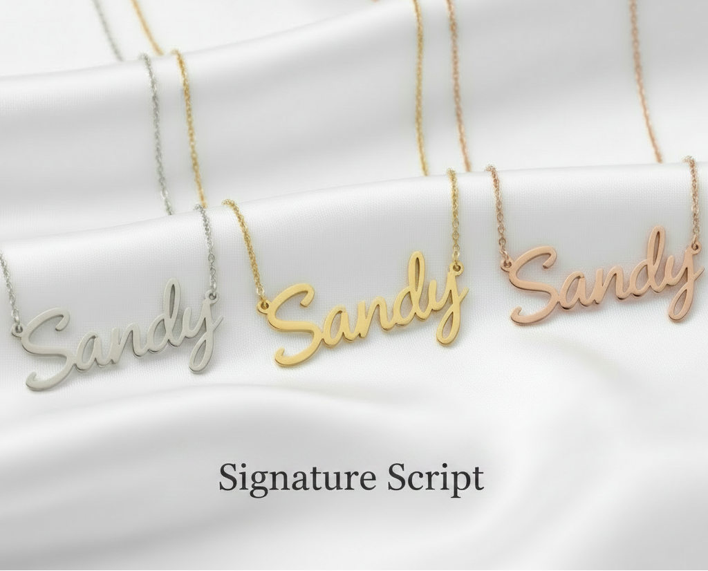 Personalized Name Necklace in Gold – Custom Script Pendant - Thenetjeweler