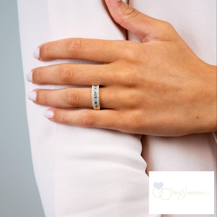 Semi Eternity Princess Cut, Baguette & Round Diamond Band-RNB Jewellery