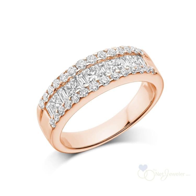 Semi Eternity Princess Cut, Baguette & Round Diamond Band-RNB Jewellery