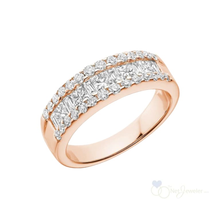 Semi Eternity Princess Cut, Baguette & Round Diamond Band-RNB Jewellery