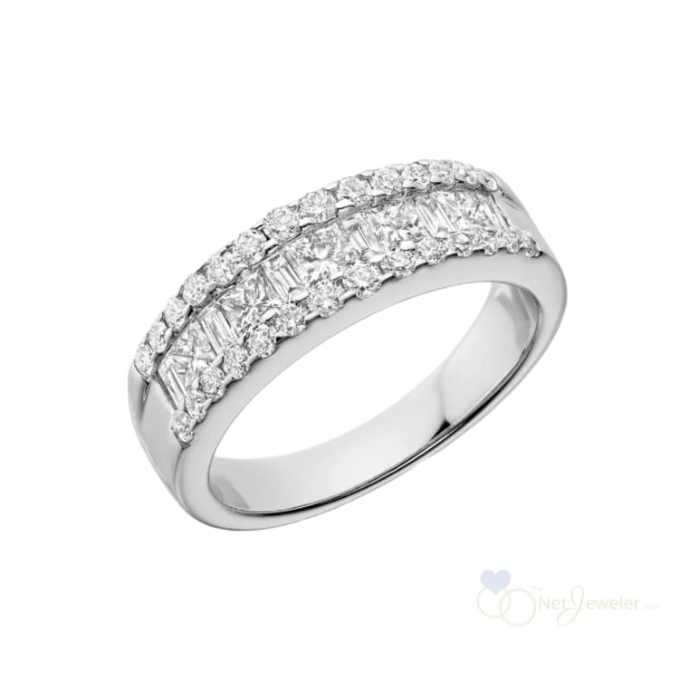 Semi Eternity Princess Cut, Baguette & Round Diamond Band-RNB Jewellery