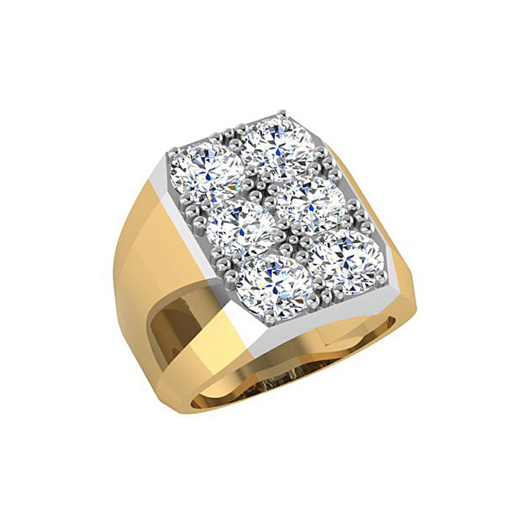 14K Yellow Gold Men's Signet Diamond Ring - Thenetjeweler