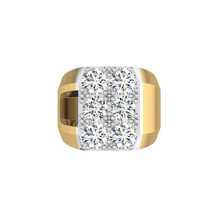 14K Yellow Gold Men's Signet Diamond Ring - Thenetjeweler