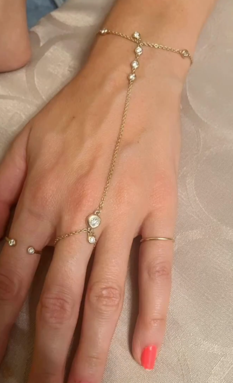 Diamond Slave Hand and Ring Chain Bracelet - Thenetjeweler