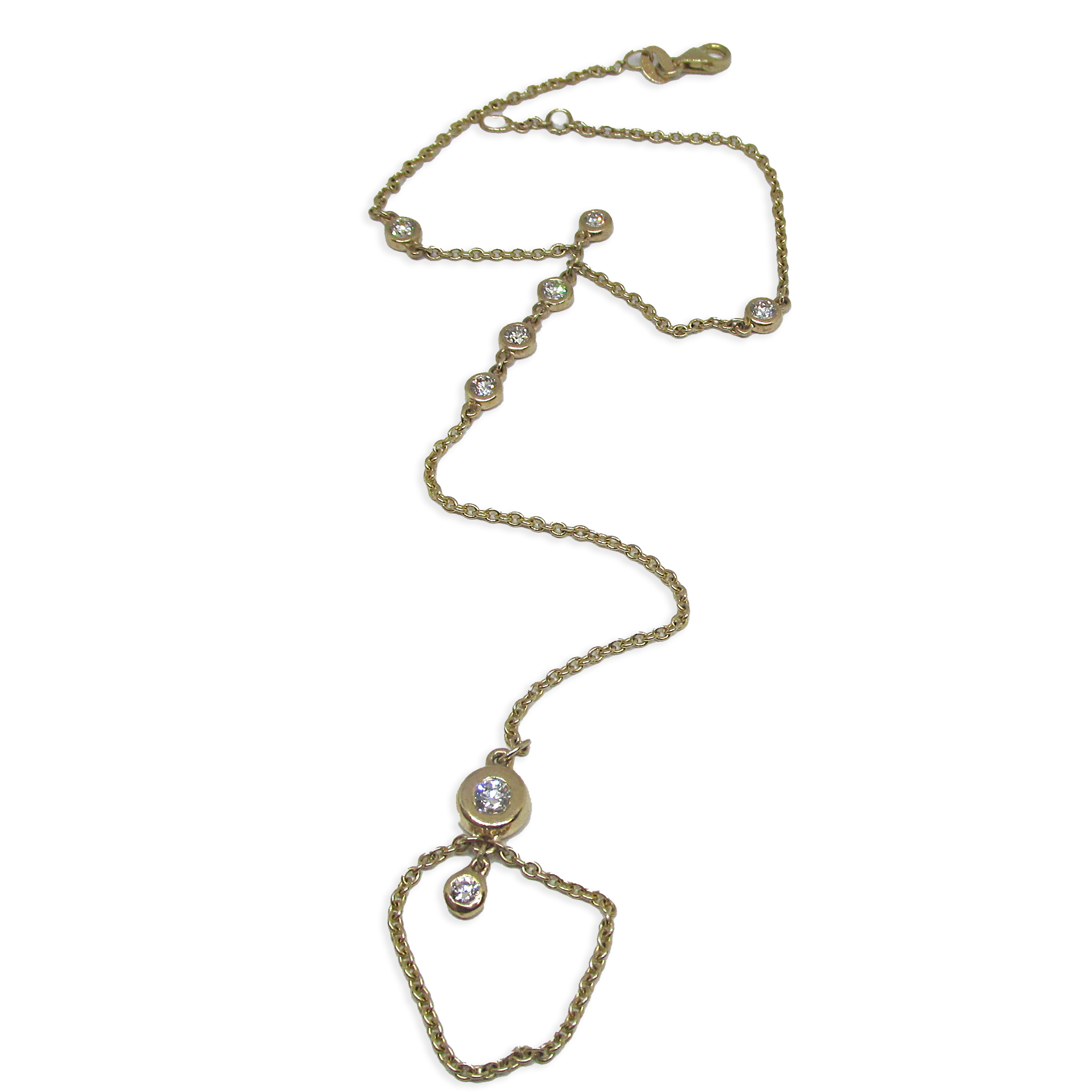 Diamond Slave Hand and Ring Chain Bracelet - Thenetjeweler
