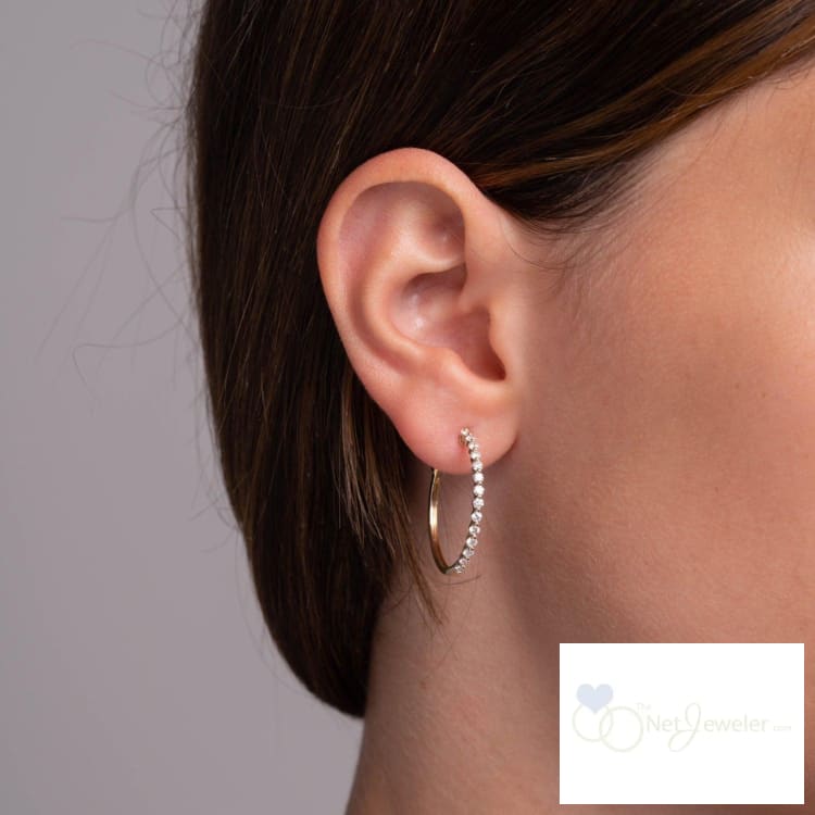 Slim Diamond Loop Earrings-RNB Jewellery