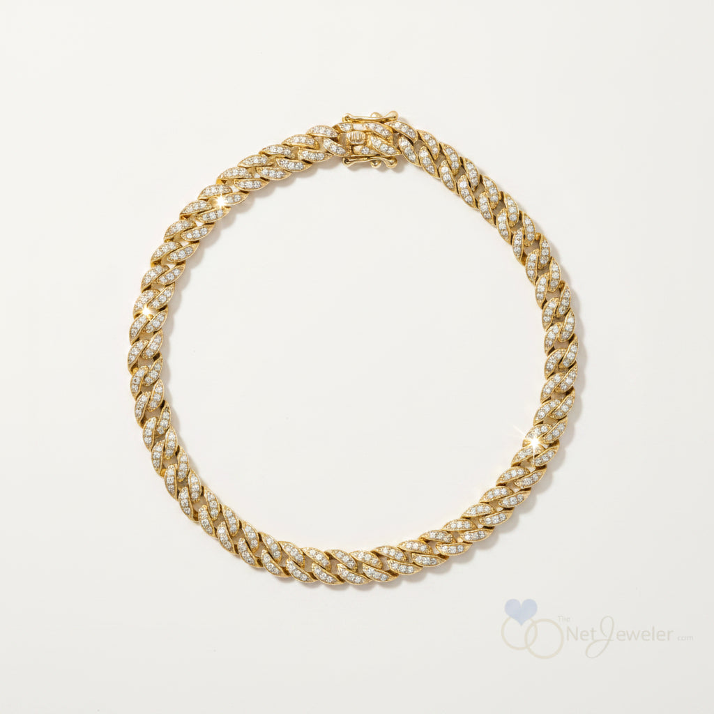 Small Diamond Cuban Link Bracelet-The Net Jeweler