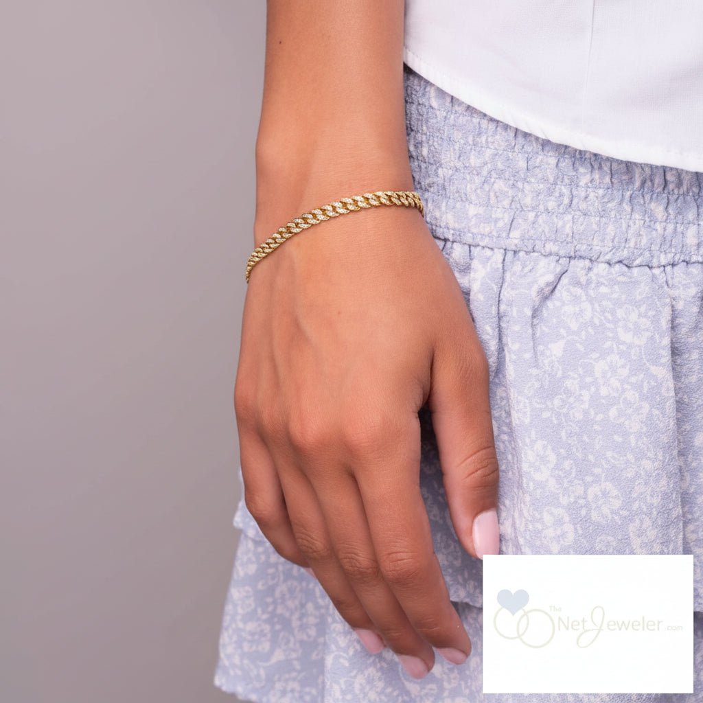 Small Diamond Cuban Link Bracelet-The Net Jeweler