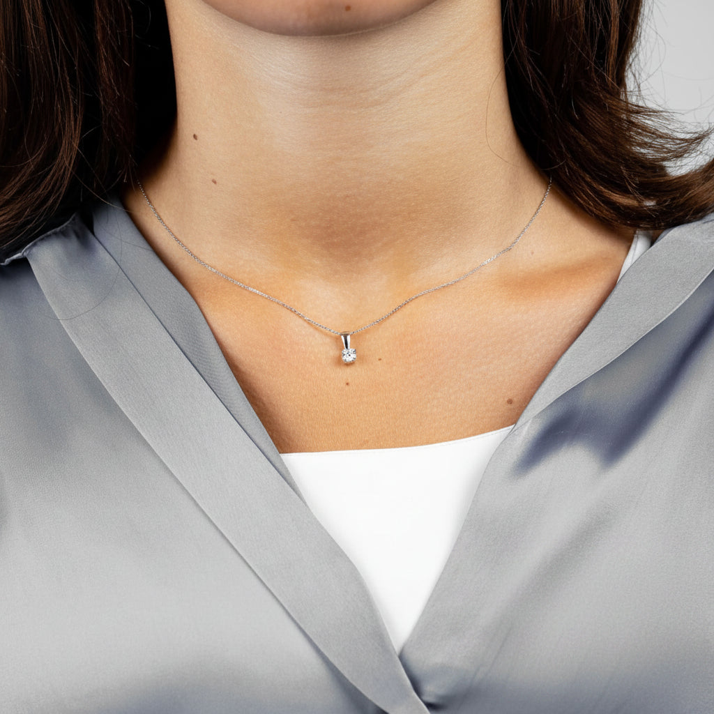 Solitaire Diamond Pendant-The Net Jeweler