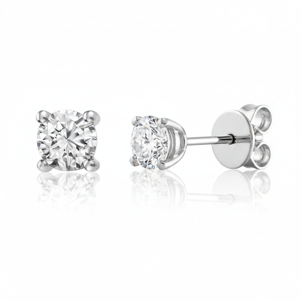 Solitaire Diamond Stud Earrings-The Net Jeweler