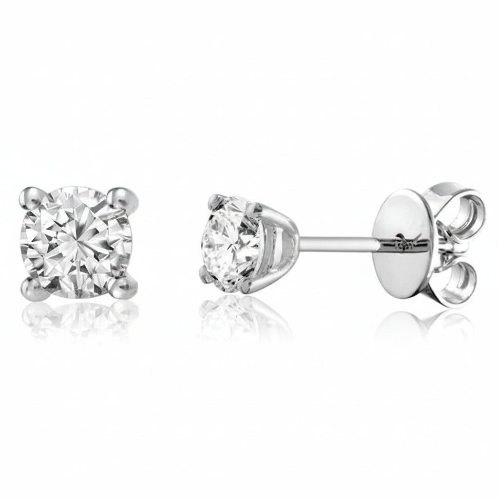 Solitaire Diamond Stud Earrings-The Net Jeweler
