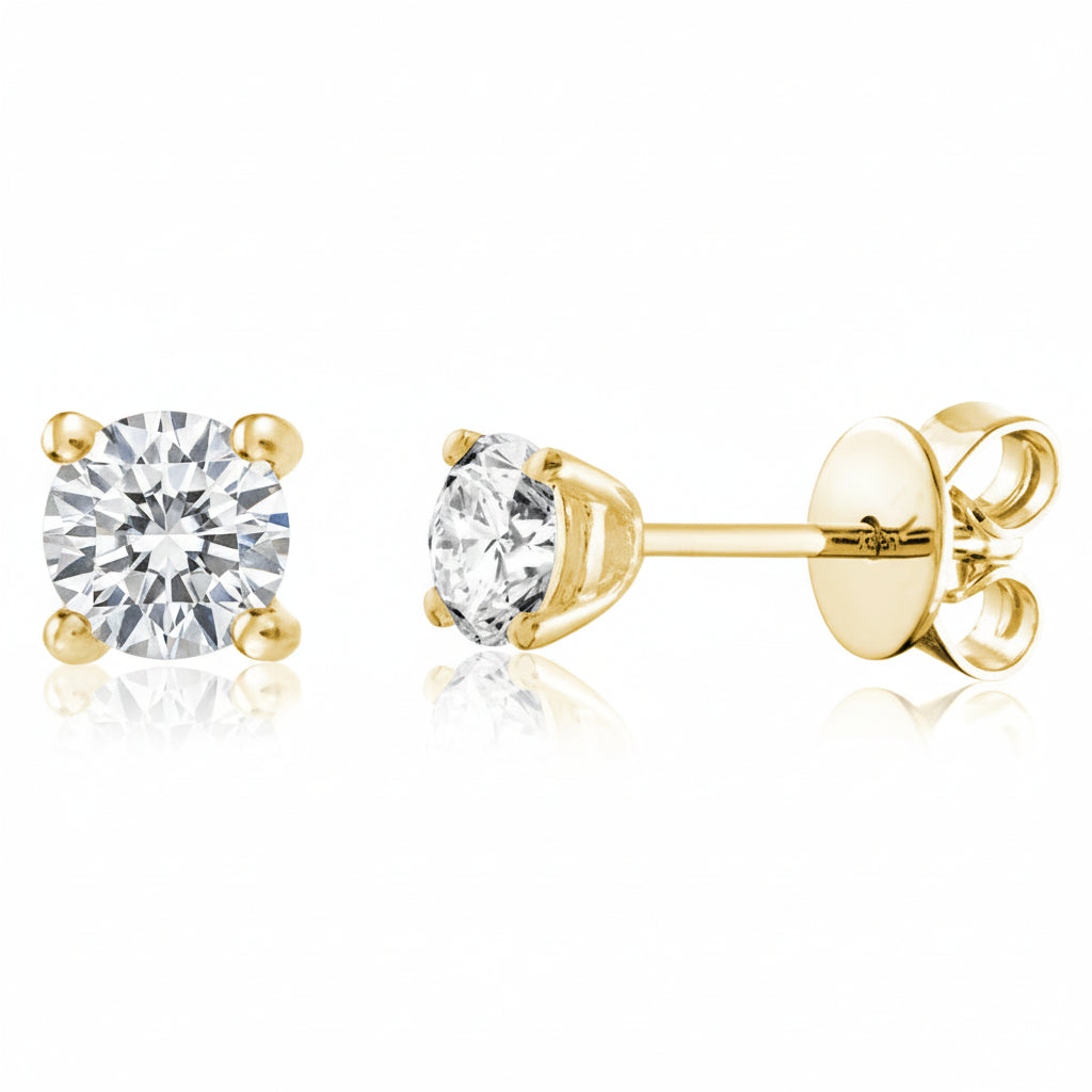 Solitaire Diamond Stud Earrings-The Net Jeweler