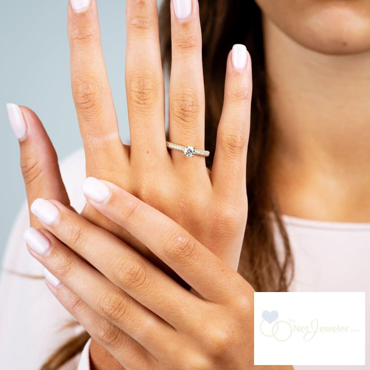 Solitaire Pave Diamond Engagement Ring-RNB Jewellery