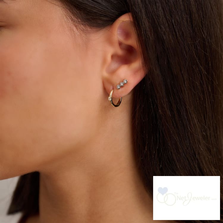 Solitare Diamond Huggie Earrings-RNB Jewellery