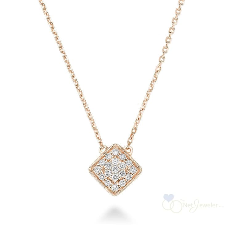 Square Milgrain Diamond Necklace-RNB Jewellery