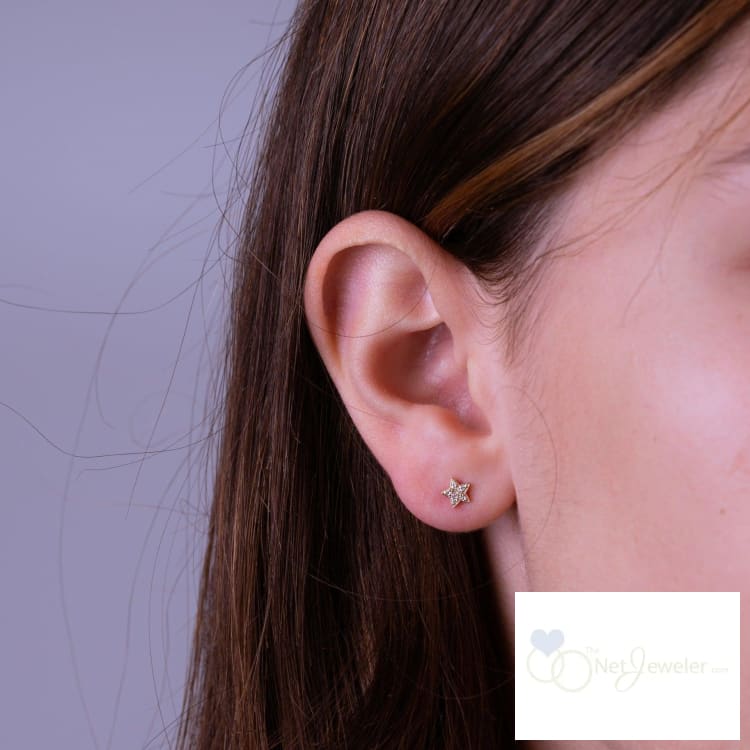 Star Diamond Stud Earrings 0.05 ct