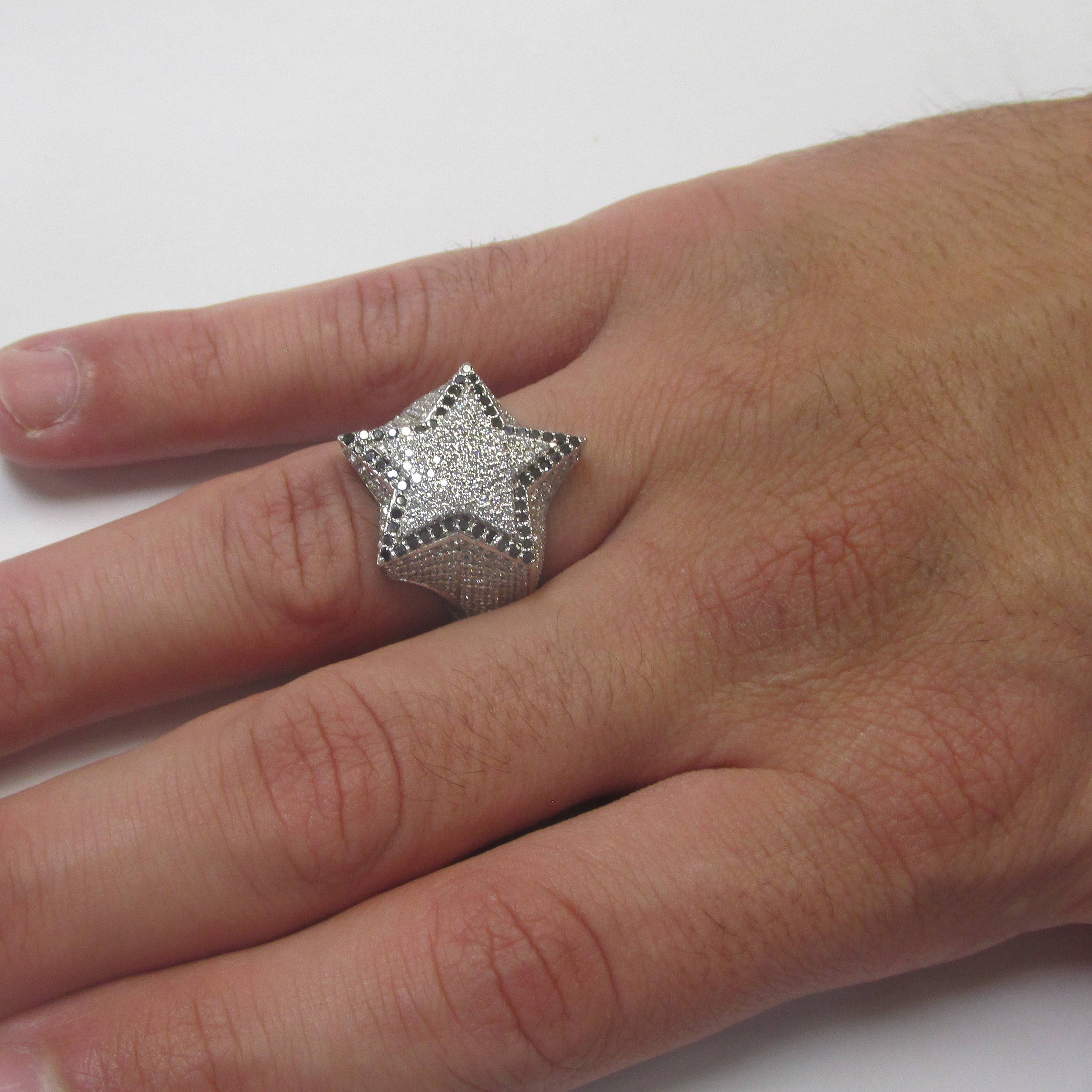 Luxury Mens Diamond 3D Star Ring - Thenetjeweler