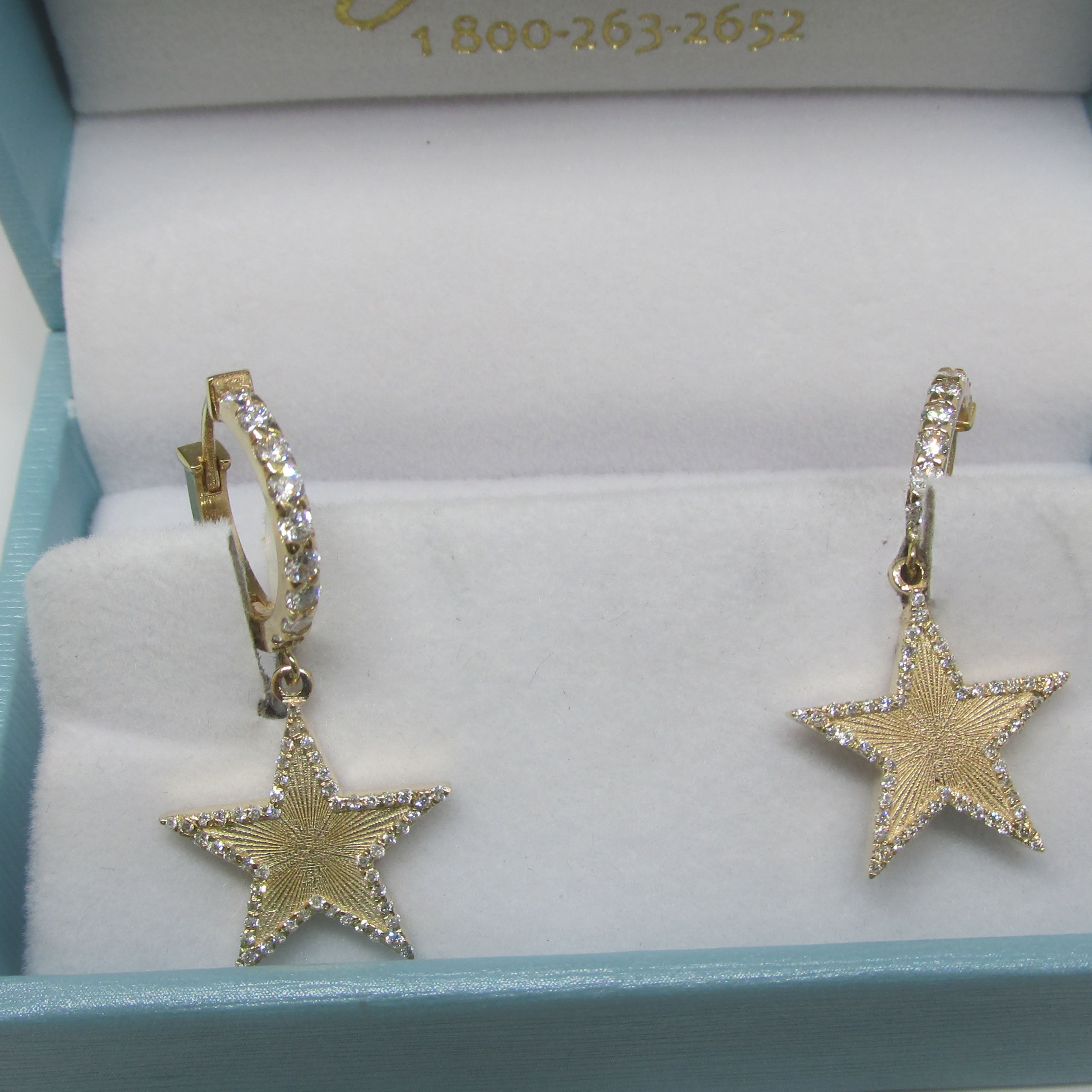 Diamond Star Dangling Huggie Earrings - Thenetjeweler