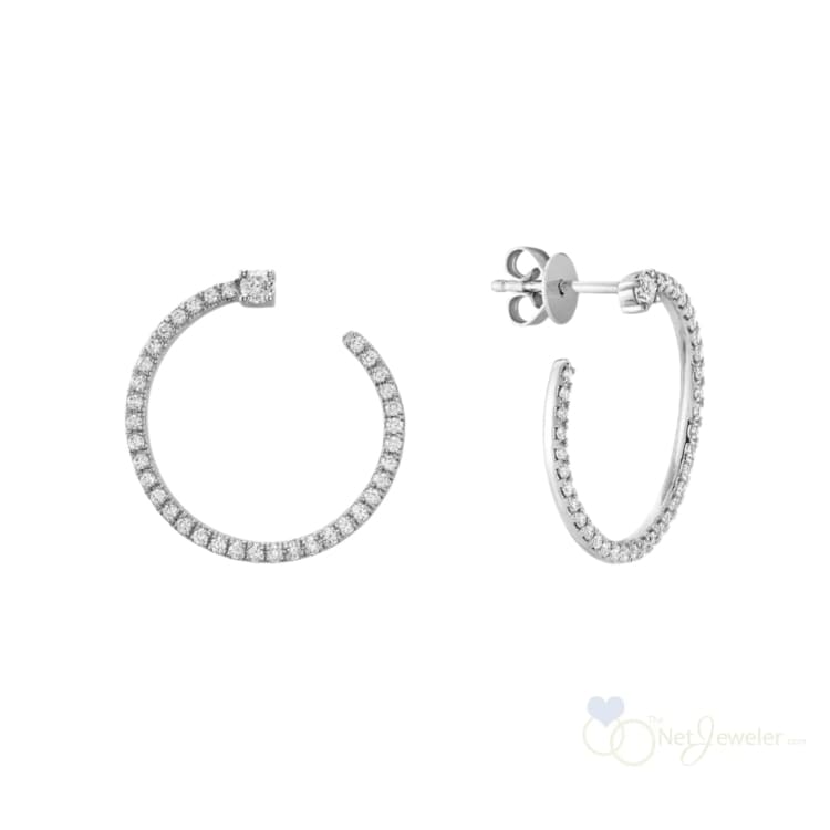 Swirl Diamond Loop Earrings - White Gold / Closeout - Earrings