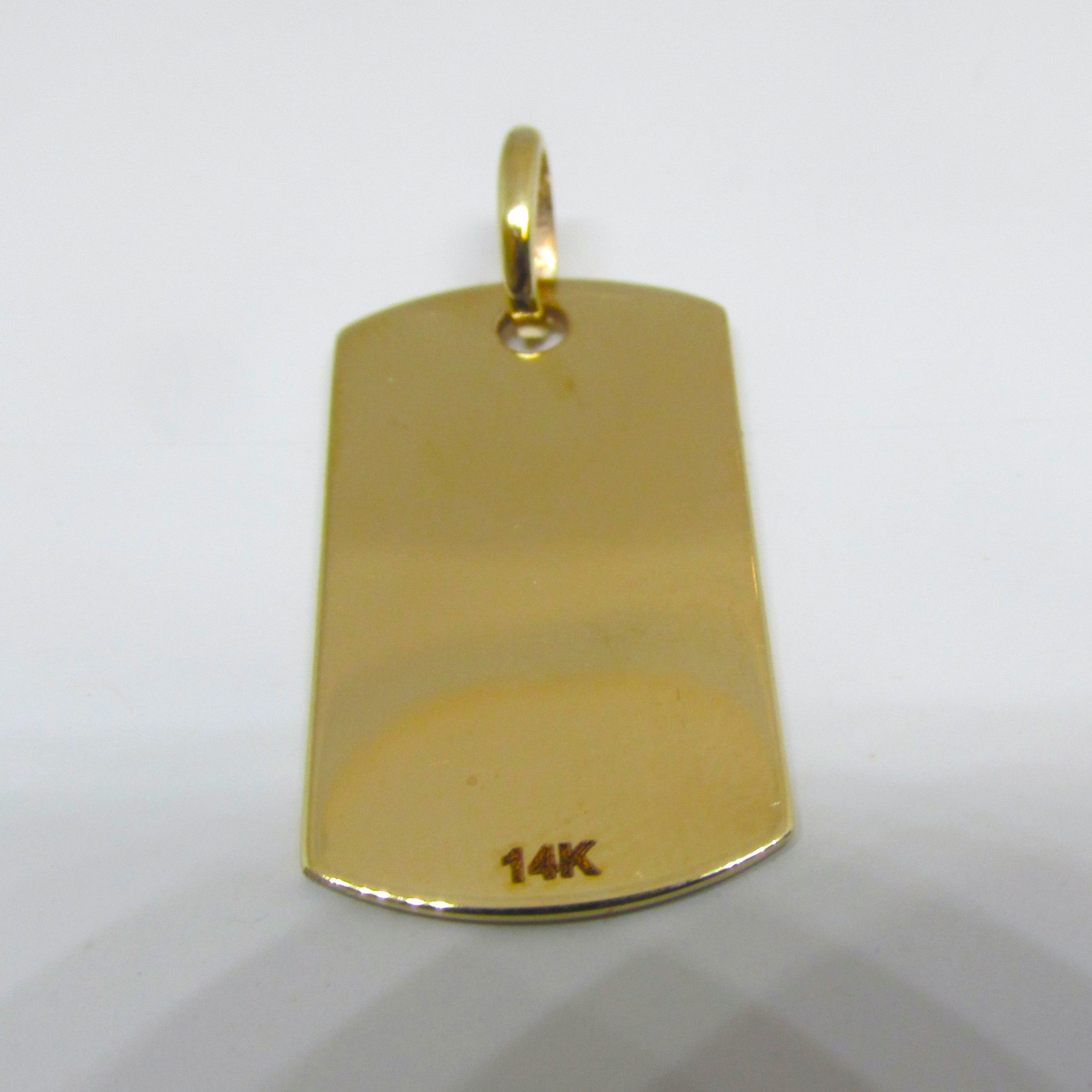 14K Yellow Gold DOG TAG Pendant |- TheNetJeweler