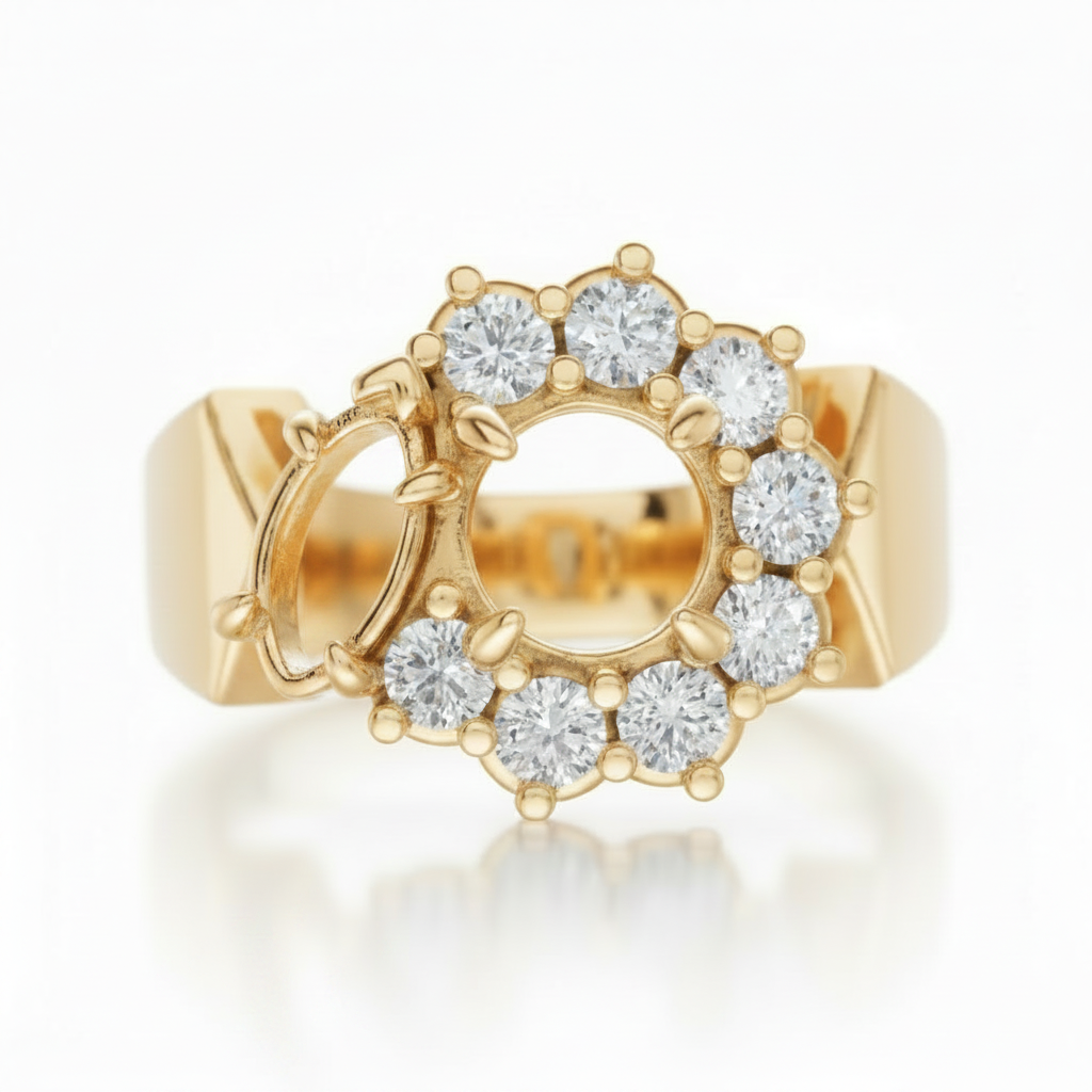 Toi et Moi Halo Ring Setting in 14K Gold — Bring Your Own Center Stones