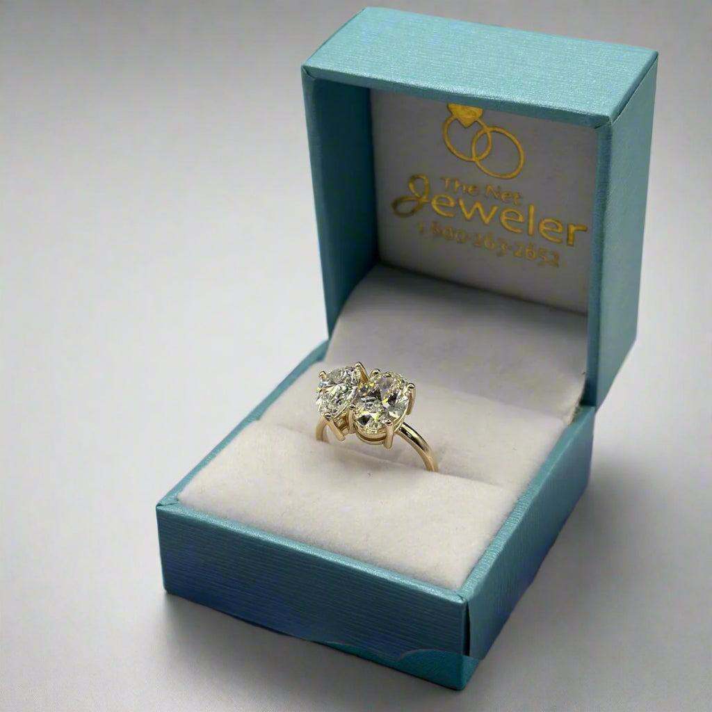 Oval and Pear Lab-Grown Diamond Toi et Moi Ring - Thenetjeweler