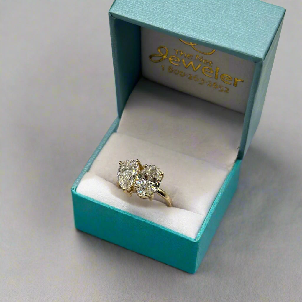 Oval and Pear Lab-Grown Diamond Toi et Moi Ring - Thenetjeweler