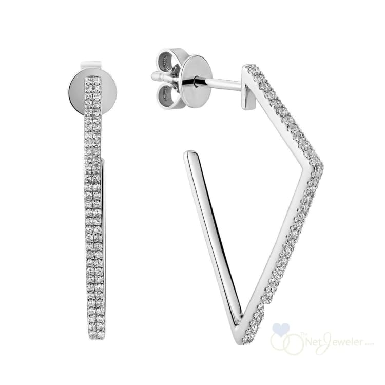 Triangular Diamond Loop Earrings-RNB Jewellery