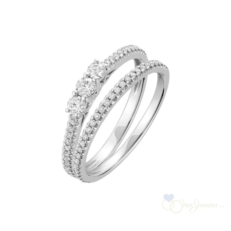 Trinity and Semi Eternity Diamond Ring Set-RNB Jewellery