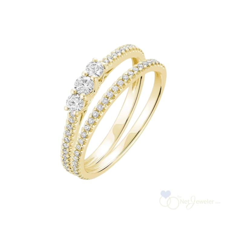 Trinity and Semi Eternity Diamond Ring Set
