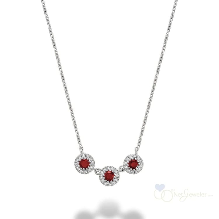Martini Cup Halo Diamond & Precious Stone Necklace-RNB Jewellery