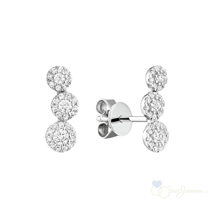 Triple Circle Diamond Cluster Earrings-RNB Jewellery
