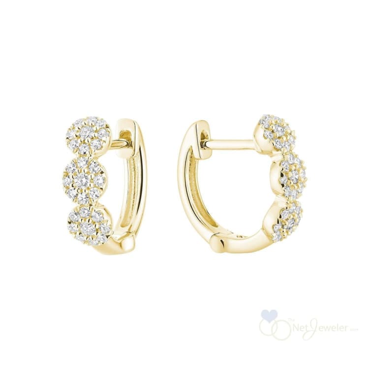 Triple Halo Diamond Huggie Earrings - Yellow Gold / 0.23CTDI - Earrings