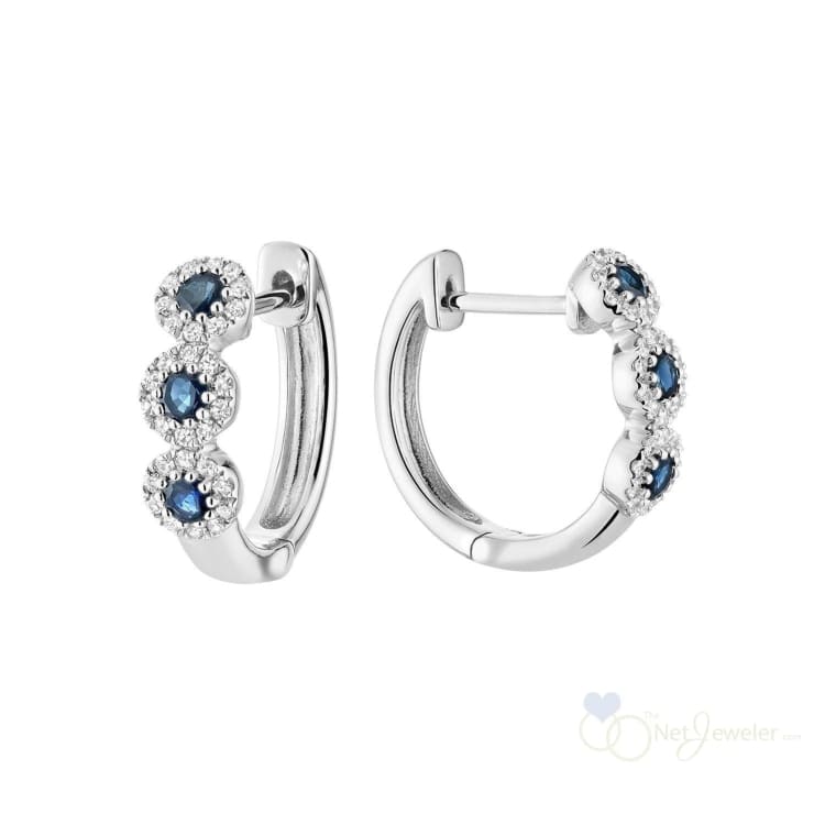 Triple Halo Gemstone & Diamond Huggie Earrings-RNB Jewellery