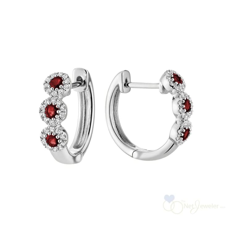 Triple Halo Gemstone & Diamond Huggie Earrings-RNB Jewellery