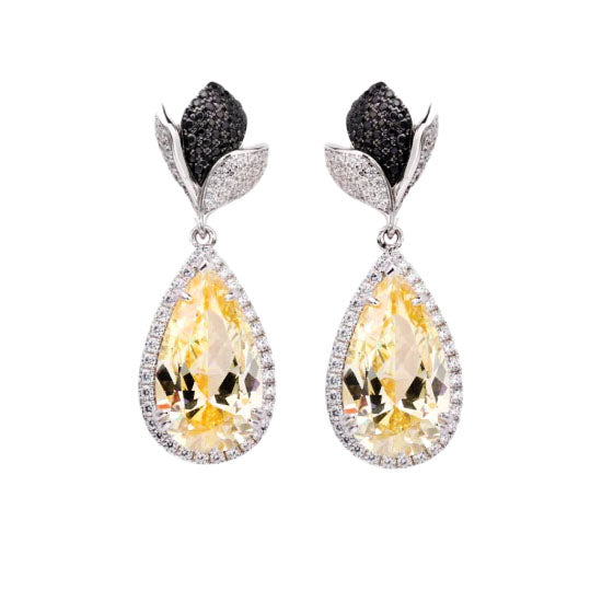Citirne Drop Flower Earrings with Diamonds - Thenetjeweler