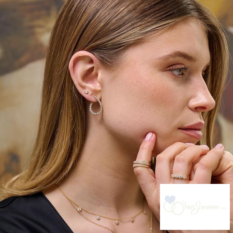 Baguette Bezel Diamond Stud Earrings-RNB Jewellery