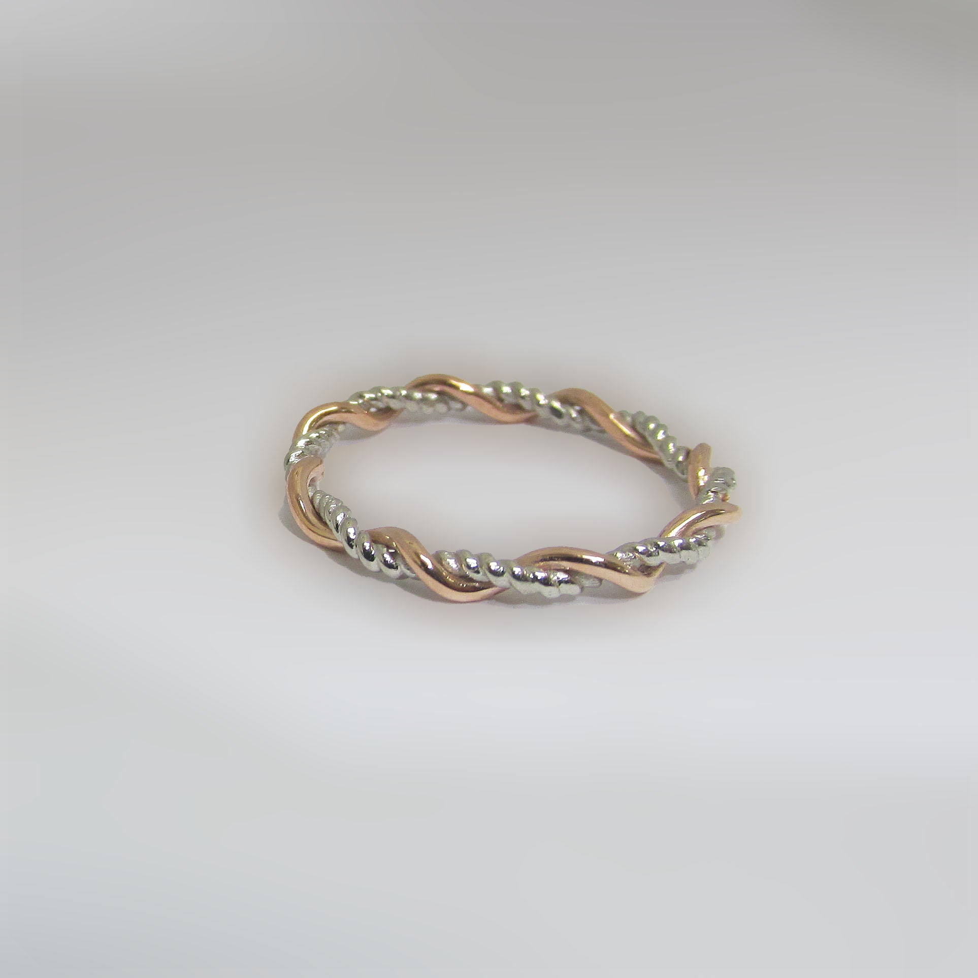 Two Tone Twisted Ring 18K Rose Gold - Thenetjeweler
