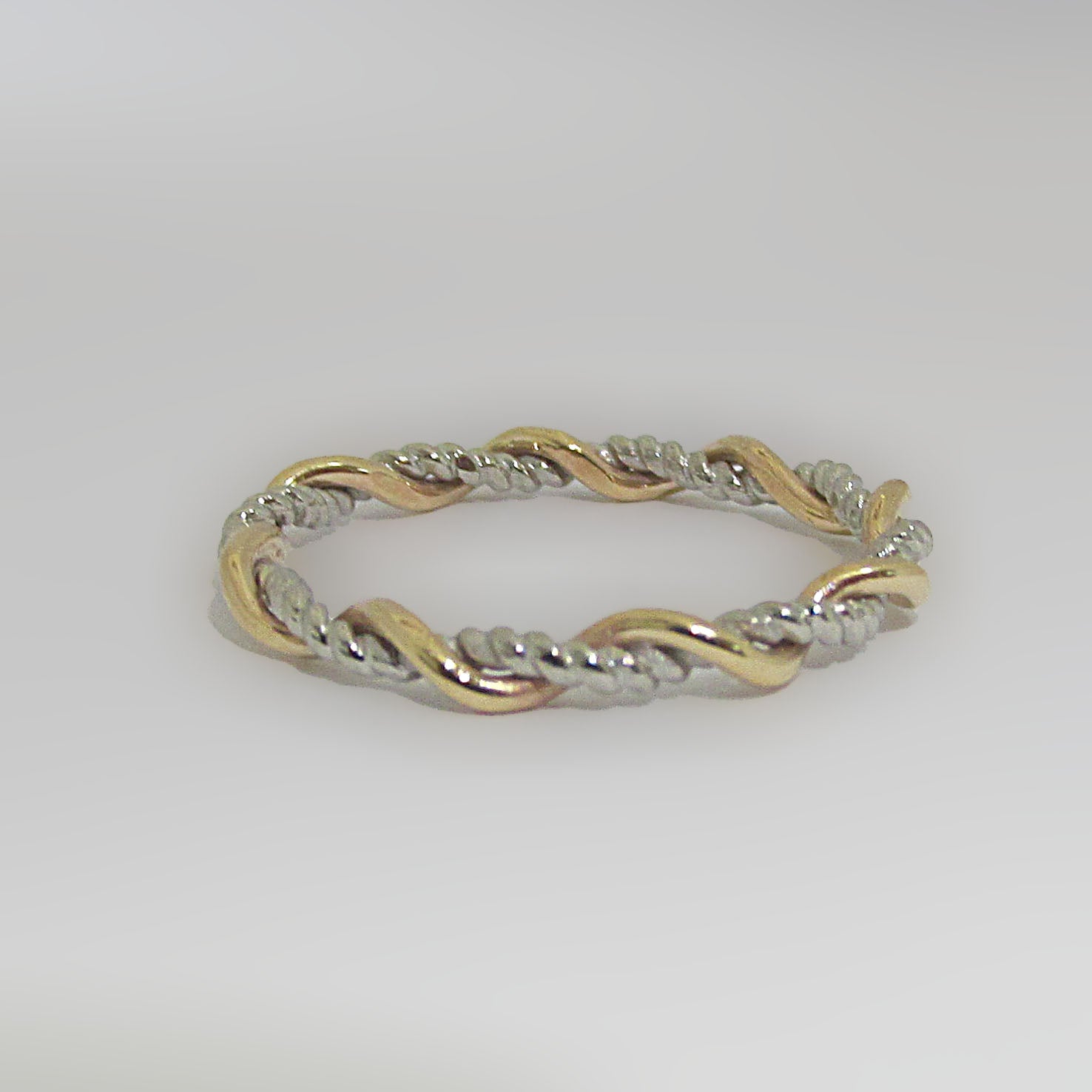 Two Tone Braded Ring 18K Gold - Thenetjeweler