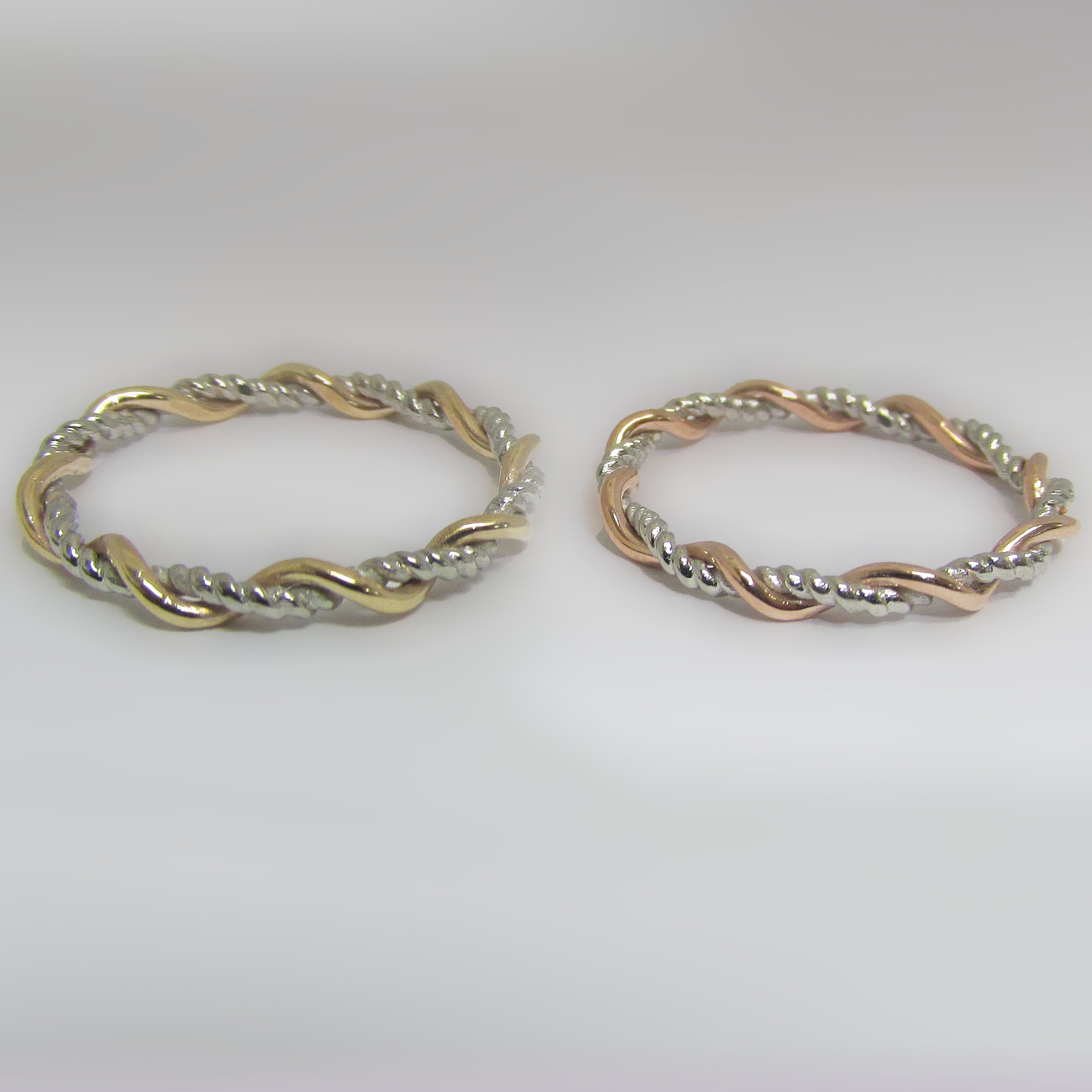 Two Tone Twisted Ring 18K Rose Gold - Thenetjeweler