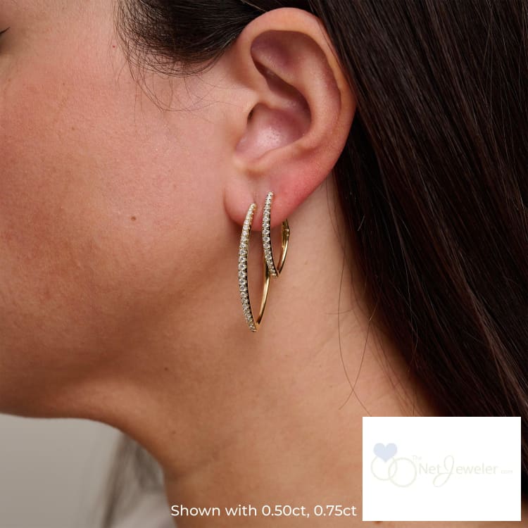 V-Shaped Hoops Diamond Earring-RNB Jewellery