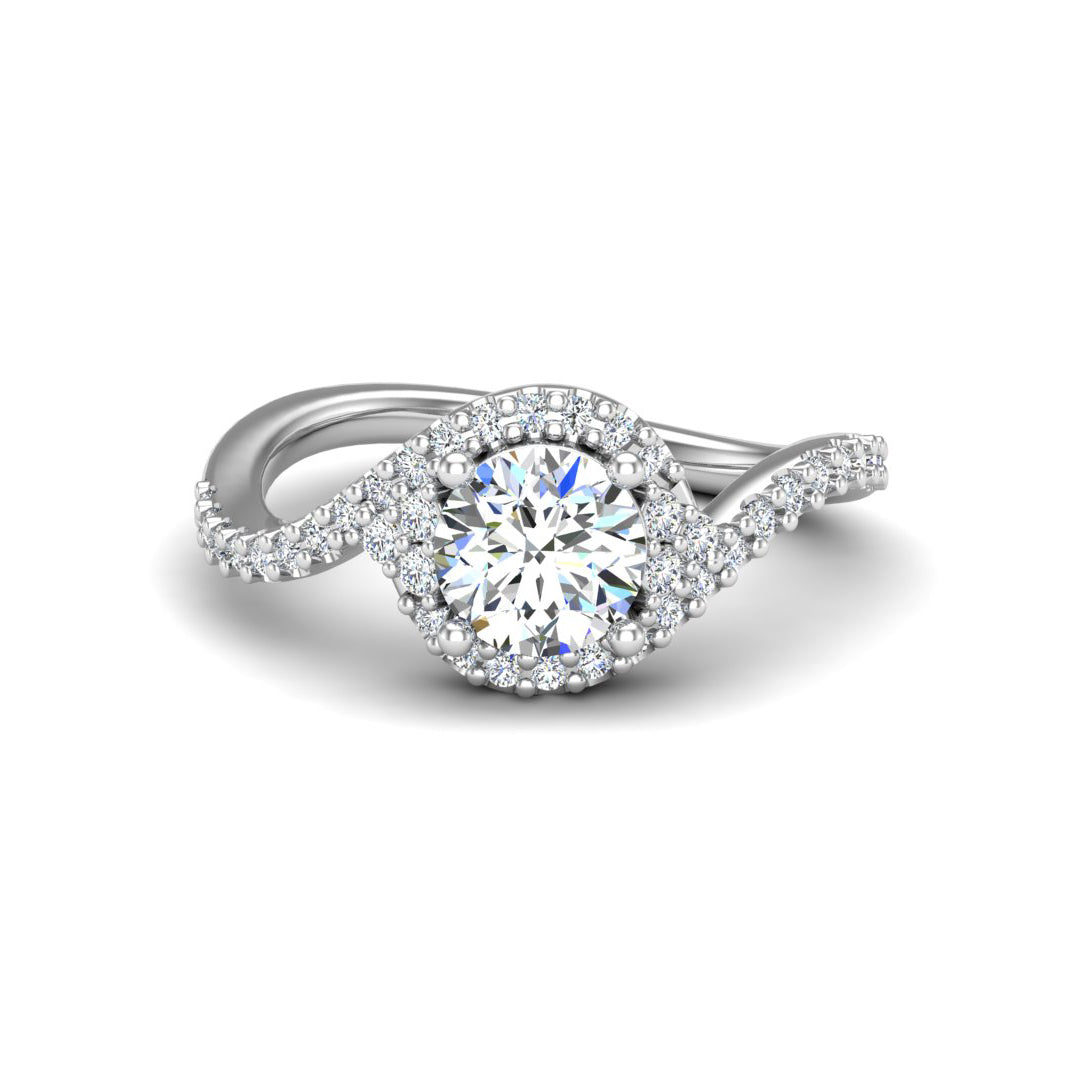 Diamond Round Twisted Halo Ring -  Thenetjeweler