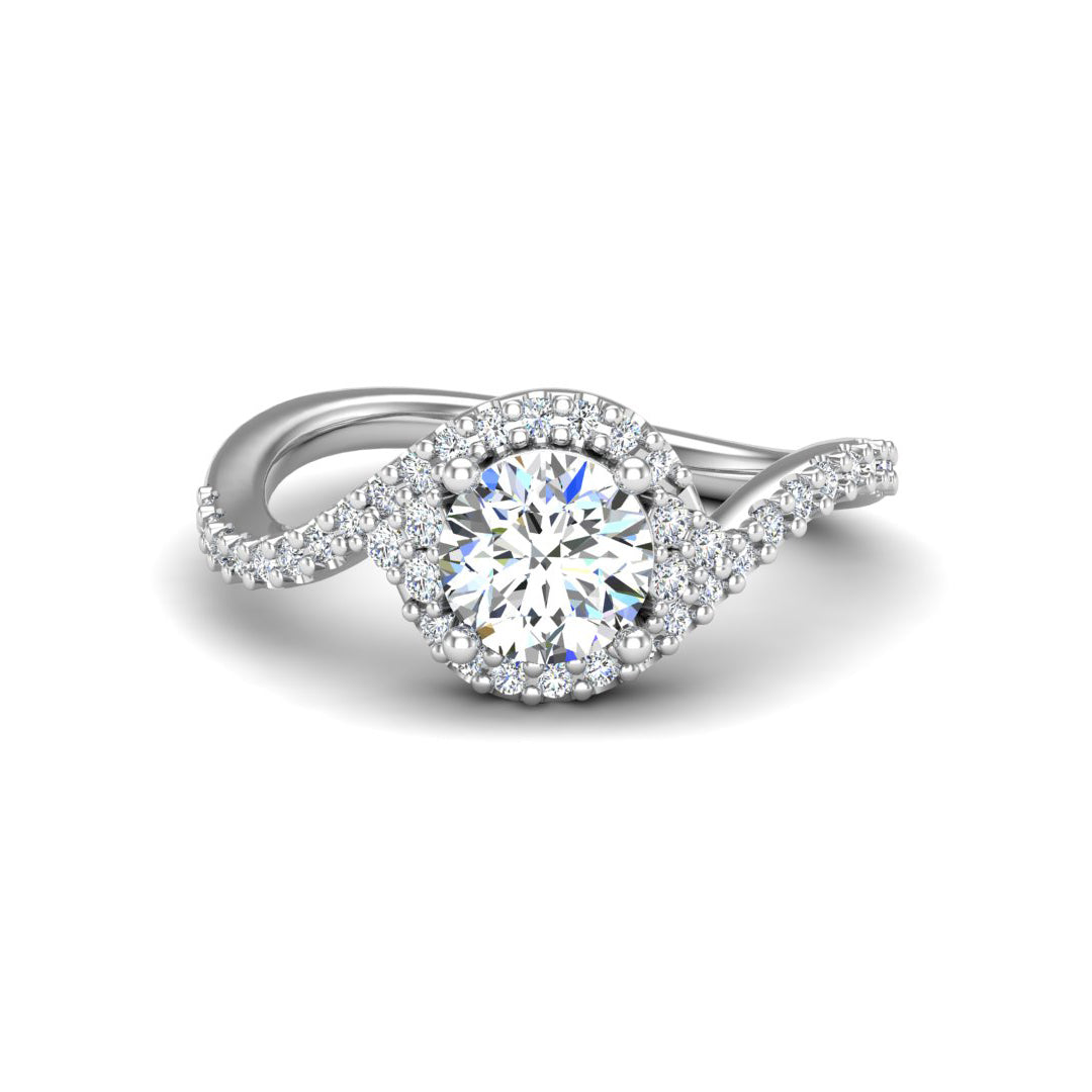 Diamond Round Twisted Halo Ring
