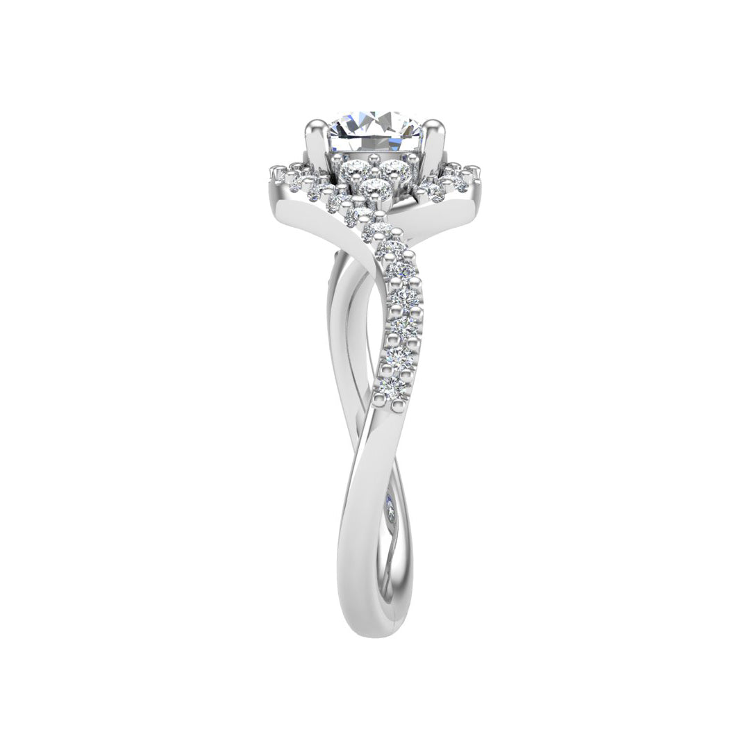 Diamond Round Twisted Halo Ring - Thenetjeweler