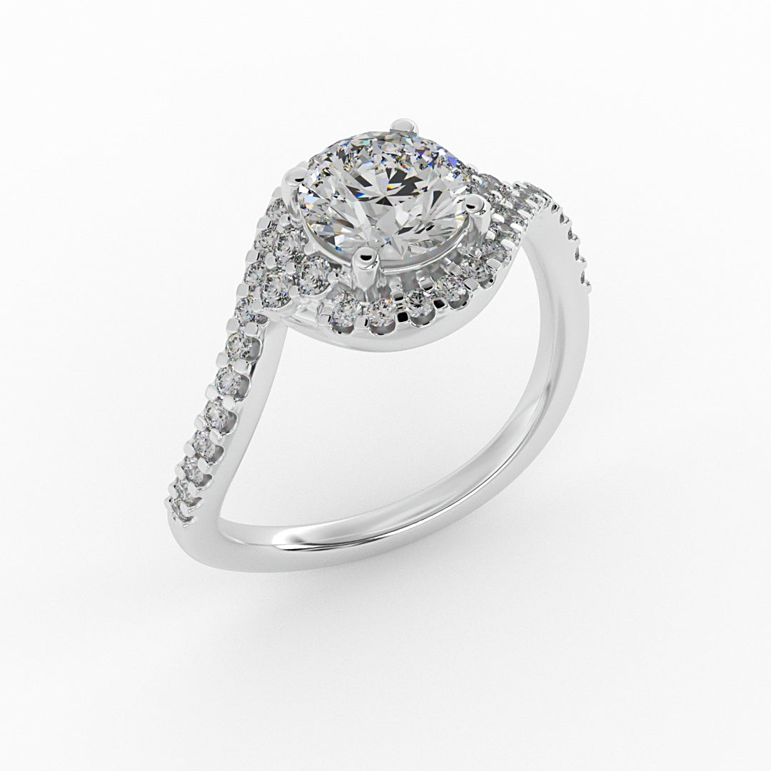 Diamond Round Twisted Halo Ring - Thenetjeweler