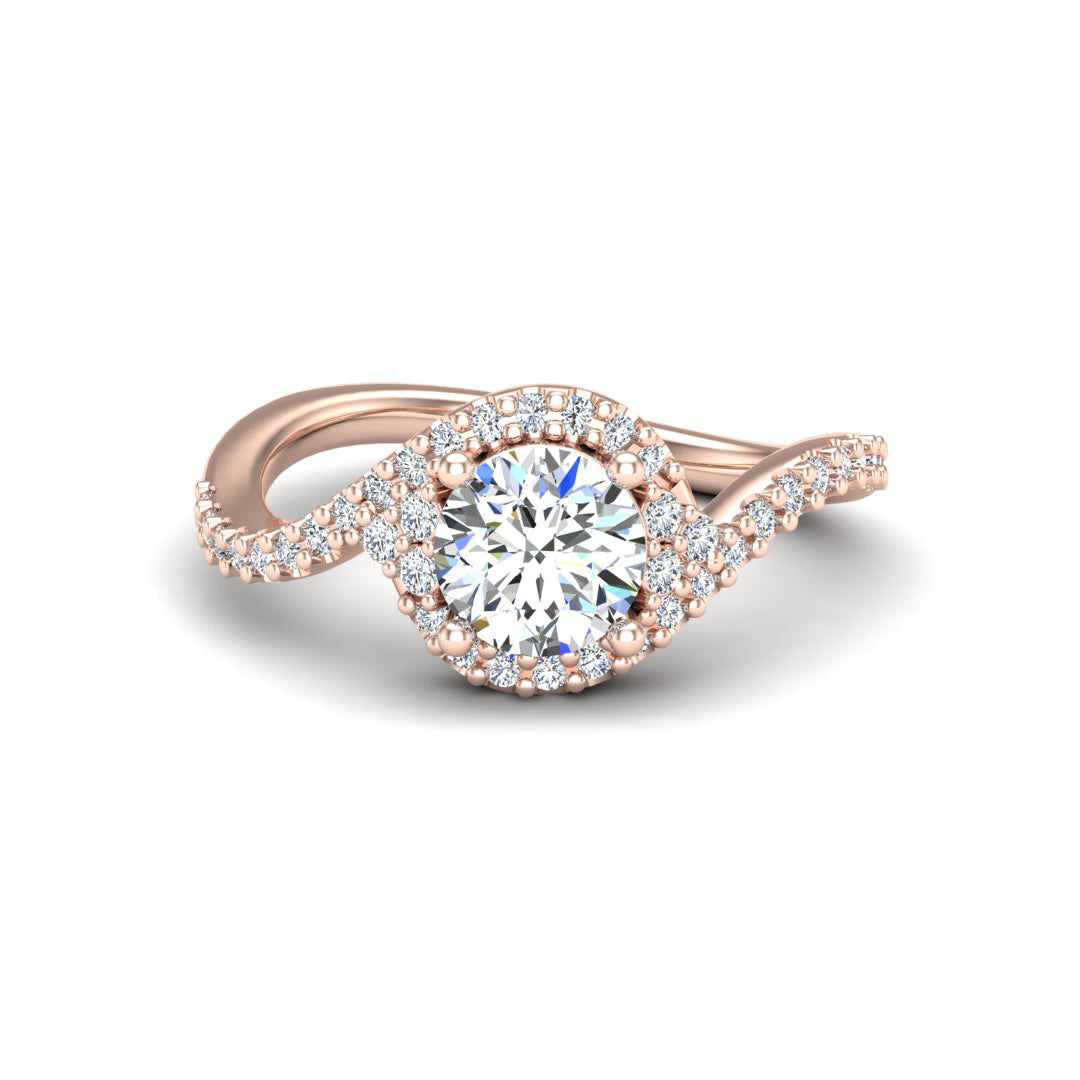Diamond Round Twisted Halo Ring - Thenetjeweler