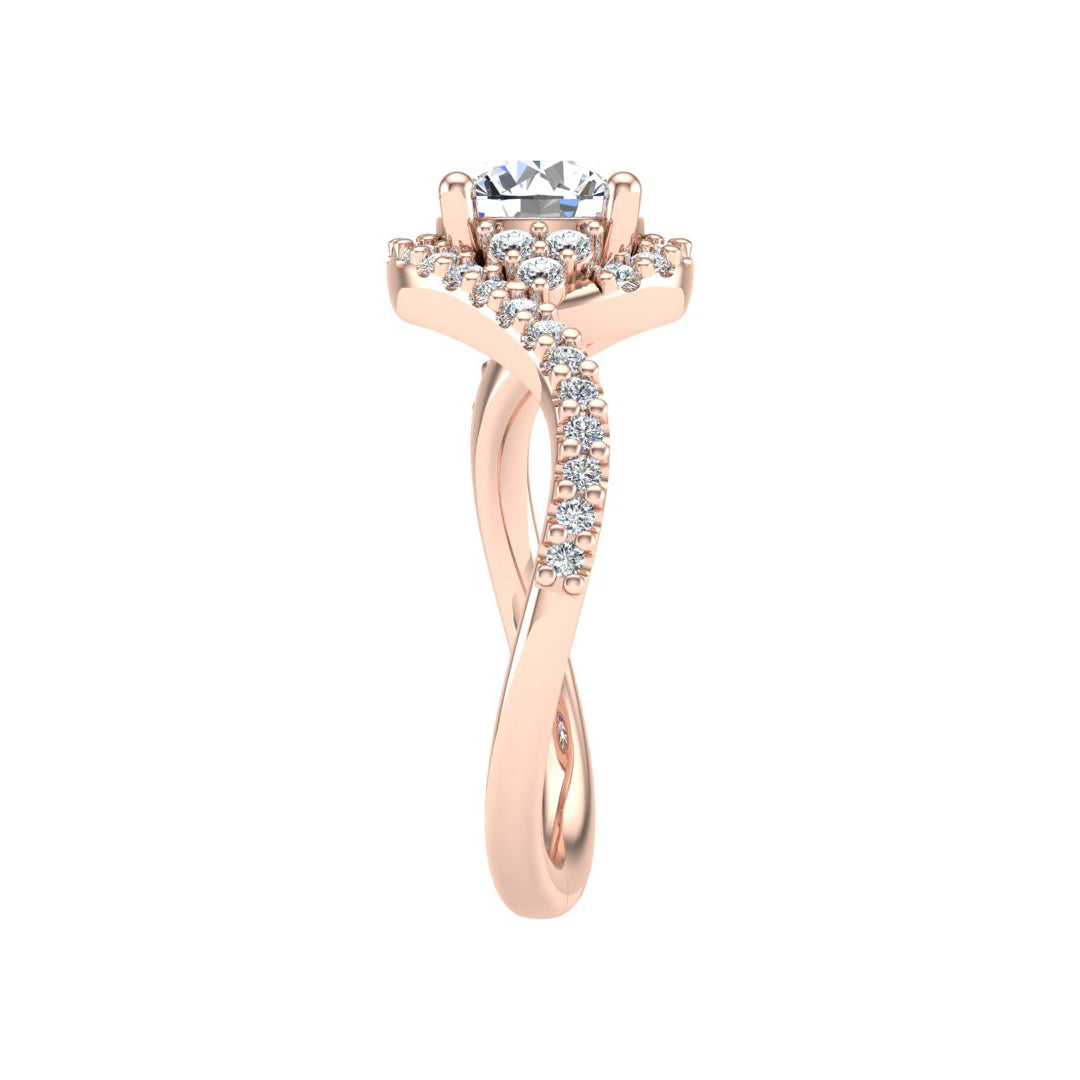 Diamond Round Twisted Halo Ring -  Thenetjeweler