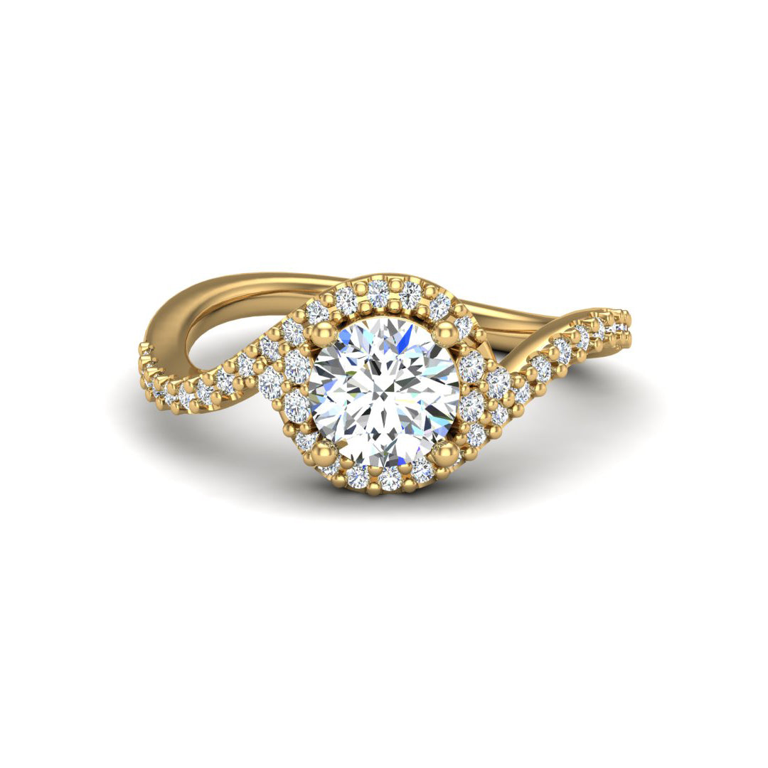 Diamond Round Twisted Halo Ring - Thenetjeweler