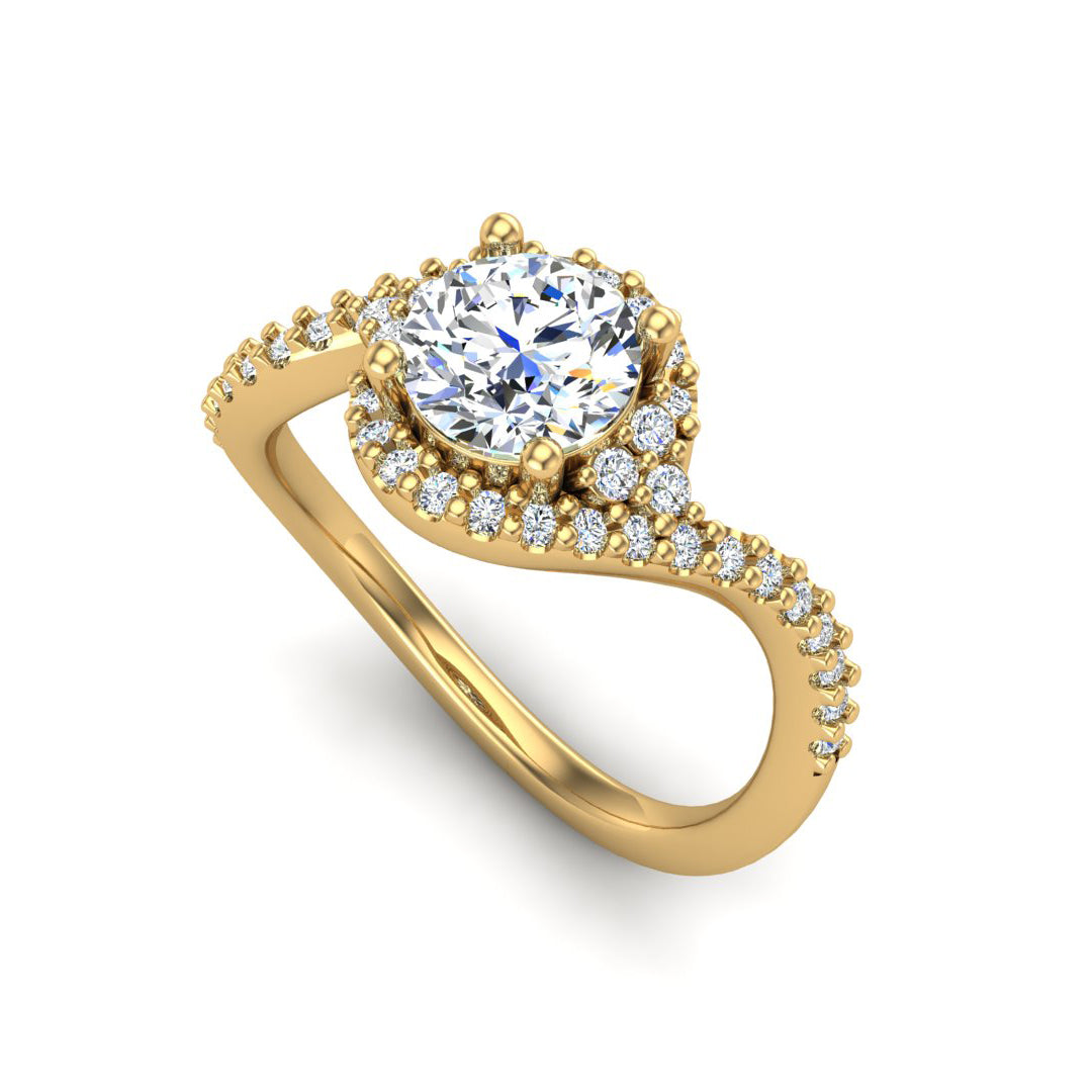 Diamond Round Twisted Halo Ring - Thenetjeweler